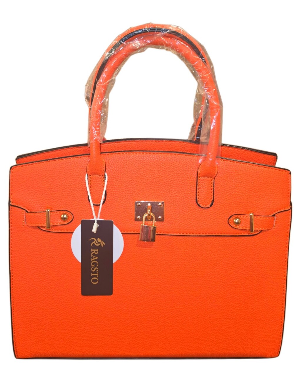 Brand New - Orange Luxury Tote Bag with Matching Wallet and Gold-toned Hardware